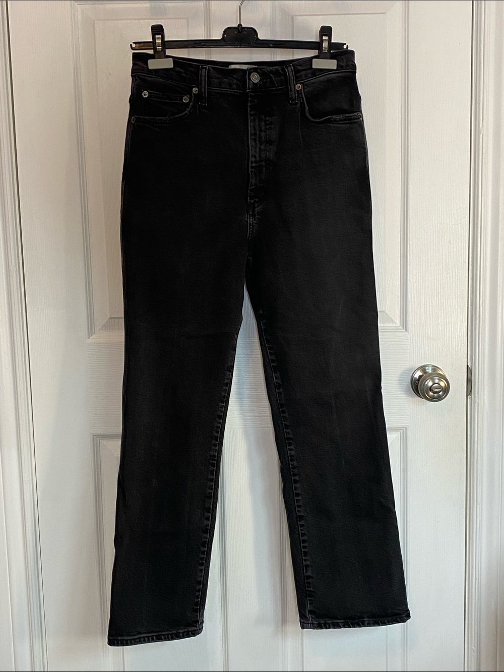 AGOLDE Pinch Waist High Rise Kick Flare Jeans Charcoal Black Minimalist 29 - Picture 2 of 16